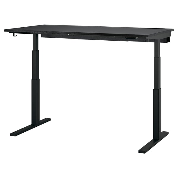MITTZON 밋손 높이조절책상, 전기 블랙스테인 물푸레무늬목/블랙, 160x80 cm