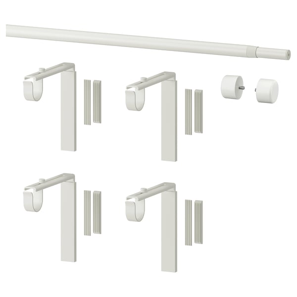 RÄCKA 레카 커튼봉콤비네이션, 벽/천장브래킷 포함/끝장식 포함 화이트, 210-385 cm