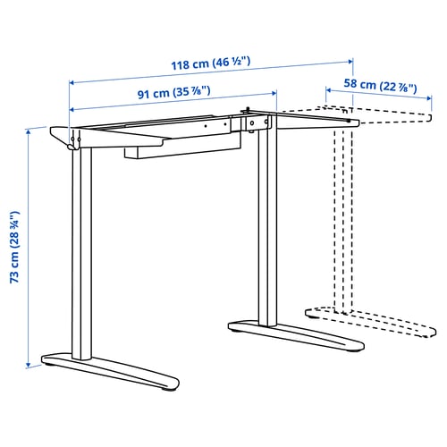 RELATERA 렐라테라 테이블상판하부프레임, 화이트, 90/117 cm