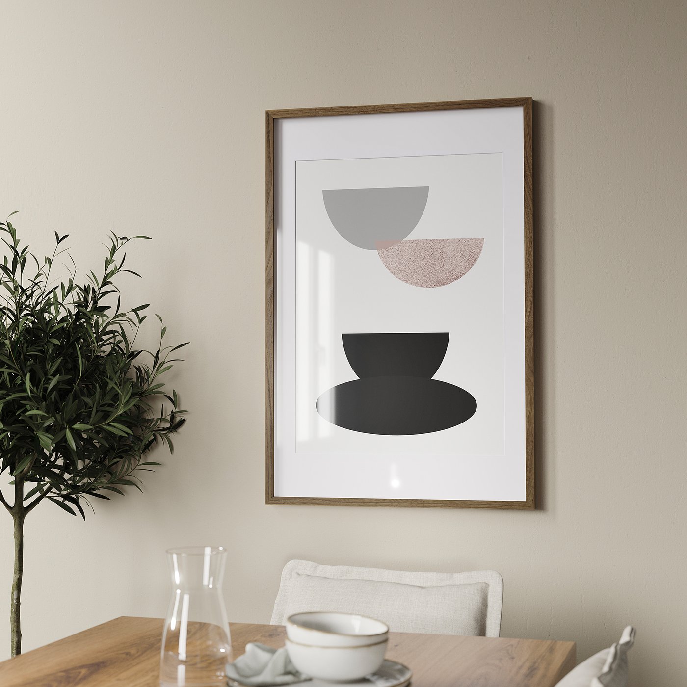 RÖDALM 뢰달름 액자, 호두나무 무늬, 61x91 cm