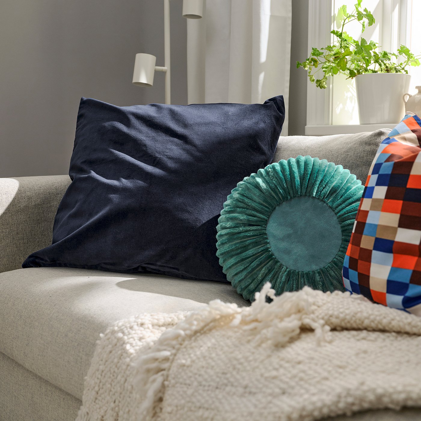 SANELA 사넬라 쿠션커버, 다크블루, 65x65 cm