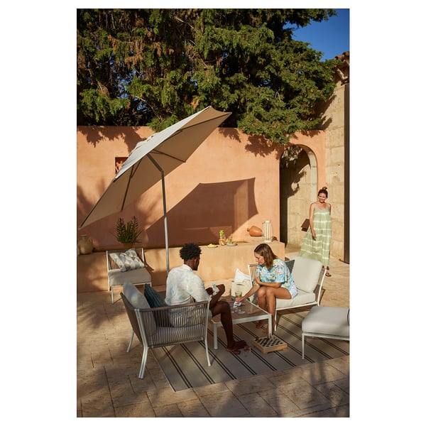 SEGERÖN 세게뢴 야외커피테이블, 화이트/베이지, 73x73 cm