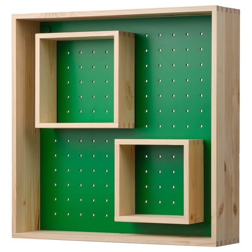 SKOGSMOSAIK 스콕스모사이크 전시용 선반, 소나무/그린, 45x45 cm