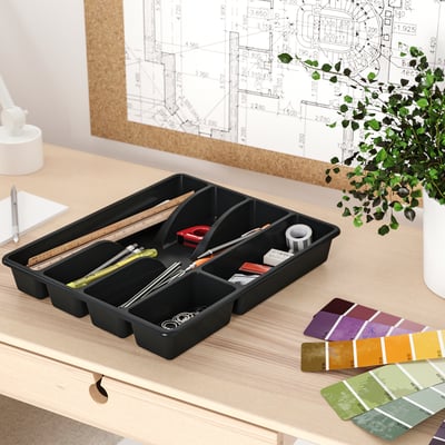 SMÄCKER 스메케르 식기도구트레이, 앤트러싸이트, 31x26 cm