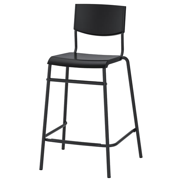 STIG 스티그 등받이바스툴, 조리대 높이 블랙/블랙, 63 cm