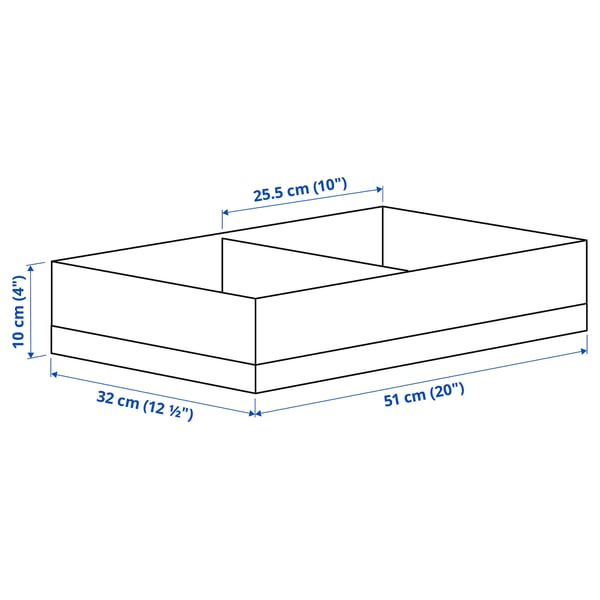 STUK 스투크 칸막이정리함, 화이트/블랙, 32x51x10 cm
