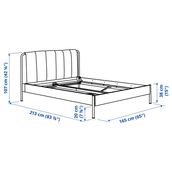 TÄLLÅSEN 텔로센 쿠션형 침대프레임, 쿨스타 그레이그린/루뢰위, 150x200 cm