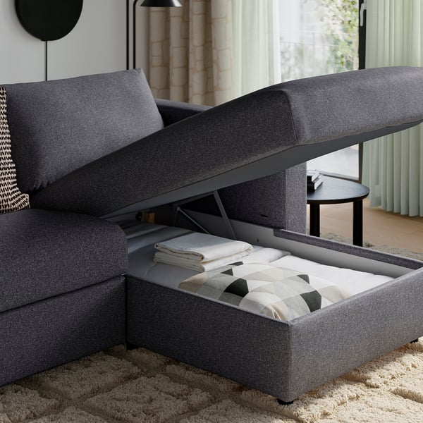 VIMLE 빔레 3인용소파, 긴의자/군나레드 미디엄그레이
