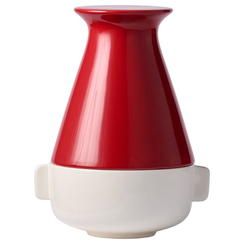 VINTERFINT 빈테르핀트 그릇+뚜껑, 레드/화이트, 18 cm