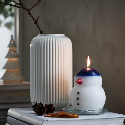 VINTERFINT 빈테르핀트 기둥모양 무향양초, 눈사람, 12 cm