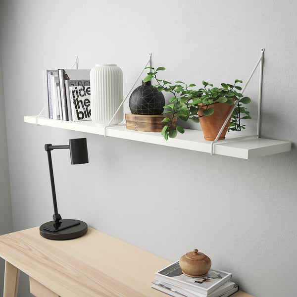 BERGSHULT / PERSHULT رف حائط, أبيض/أبيض, 120x20 سم