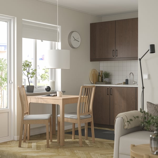 EKEDALEN طاولة قابلة للتمديد, سنديان, 80/120x70 سم