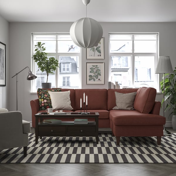 EKHOLMA كنبة زاوية، 4 مقاعد بطرف مفتوح, Kilanda بني-أحمر