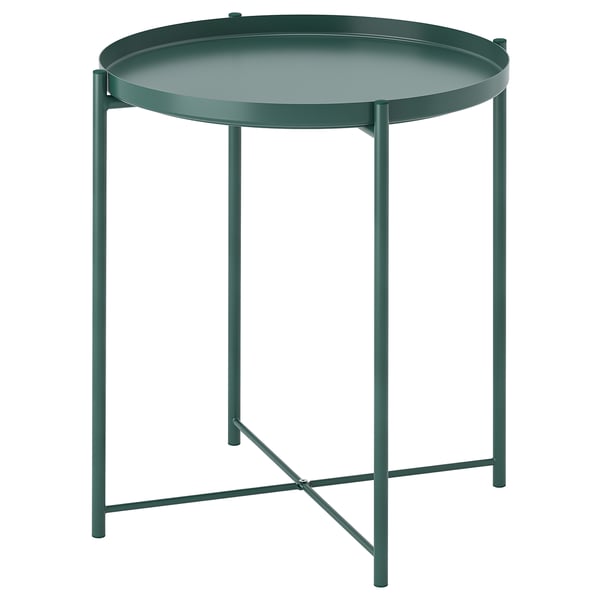 GLADOM طاولة بصينية, أخضر رمادي غامق, 45x53 سم