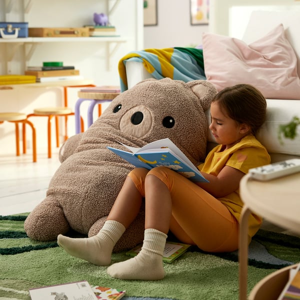 GREJSIMOJS دُمية طرية, دب/بيج, 100 سم