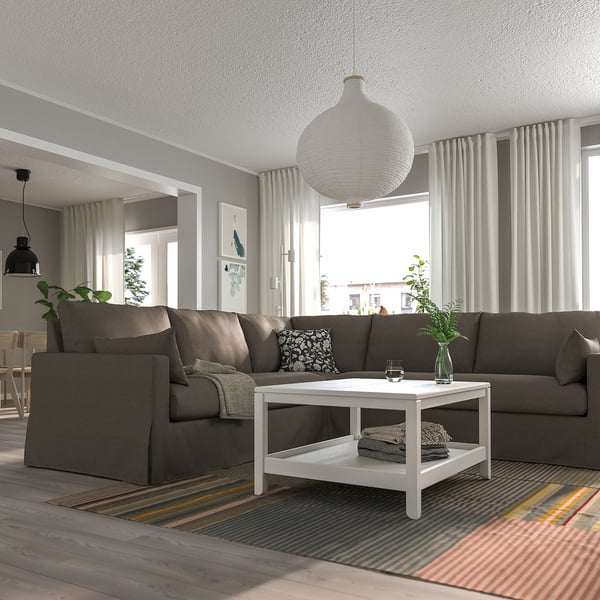 HYLTARP كنبة زاوية، 4 مقاعد, Gransel رمادي-بني