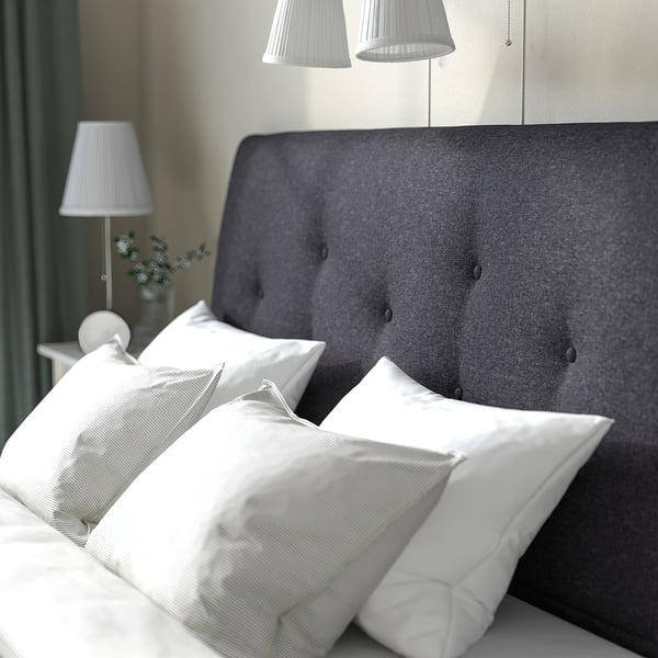 IDANÄS هيكل سرير بتنجيد, Gunnared رمادي غامق, 140x200 سم
