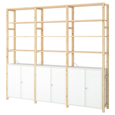 IVAR 3 أقسام/خزانة/أرفف, صنوبر/أبيض, ‎259x30x226 سم‏