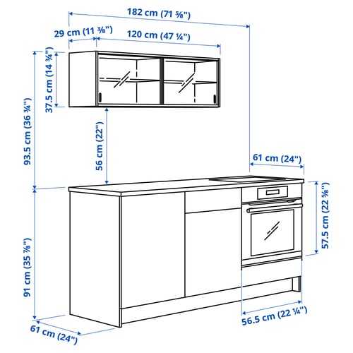 KNOXHULT مطبخ, أبيض, 180x61x220 سم