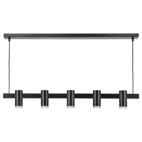 KRANSALG مصباح معلق مع 5 لمبات, أسود, 113 سم