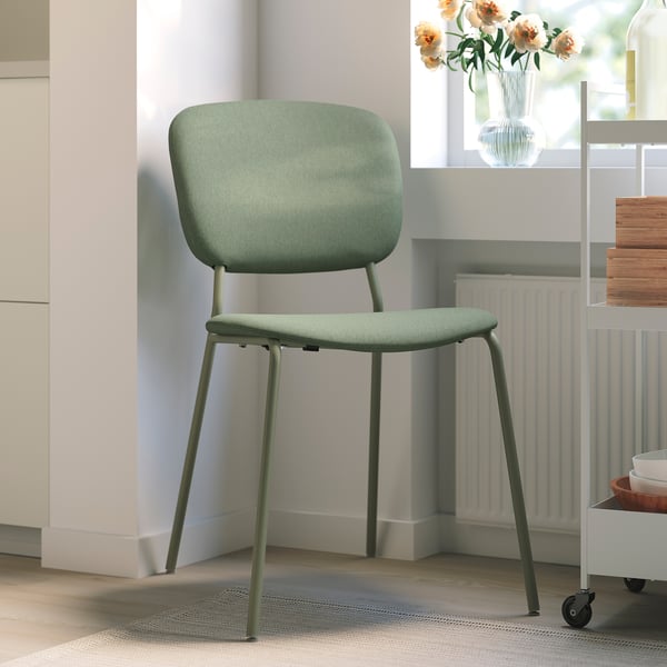 LISABO / VIHALS طاولة و 4 كراسي, أسود أخضر/Tibbleby أخضر رمادي, 140x78 سم
