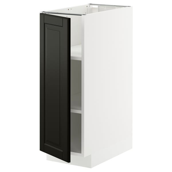 METOD خزانة قاعدة مع أرفف, أبيض/Bodbyn أسود, 30x60 سم