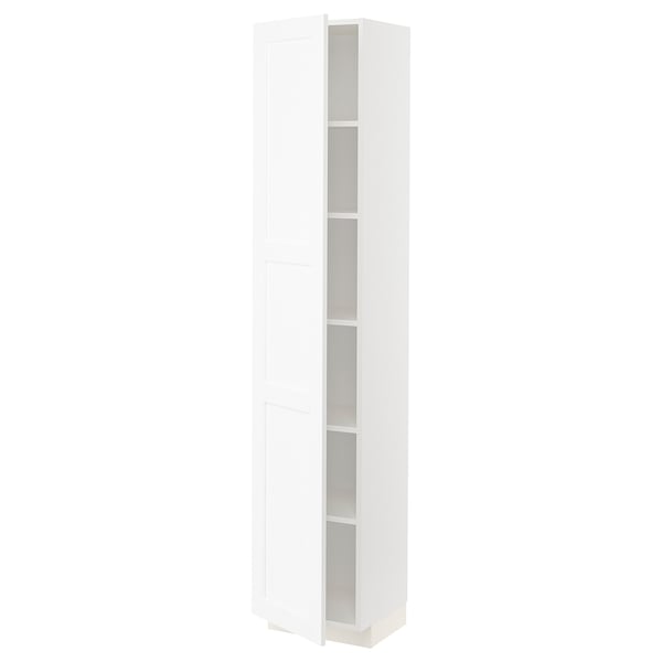 METOD خزانة عالية مع أرفف, أبيض Enköping/أبيض مظهر الخشب, 40x37x200 سم