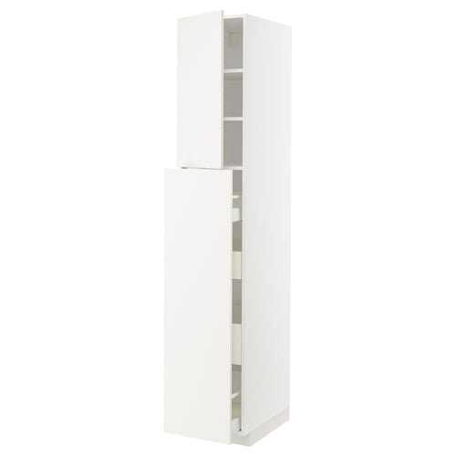 METOD / MAXIMERA خزانة عالية ١ باب/٢ رف, أبيض/Veddinge أبيض, 40x60x220 سم