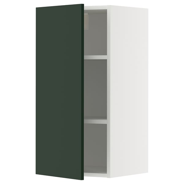 METOD خزانة حائط مع أرفف, أبيض/Havstorp أخضر زيتوني, 40x80 سم