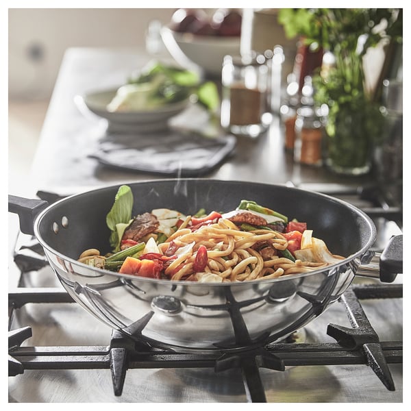 MIDDAGSMAT مقلاة ووك, مانع للالتصاق/ستينلس ستيل, 32 سم