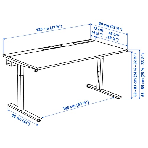 MITTZON مكتب, قشرة خشب الجوز/أبيض, 120x60 سم