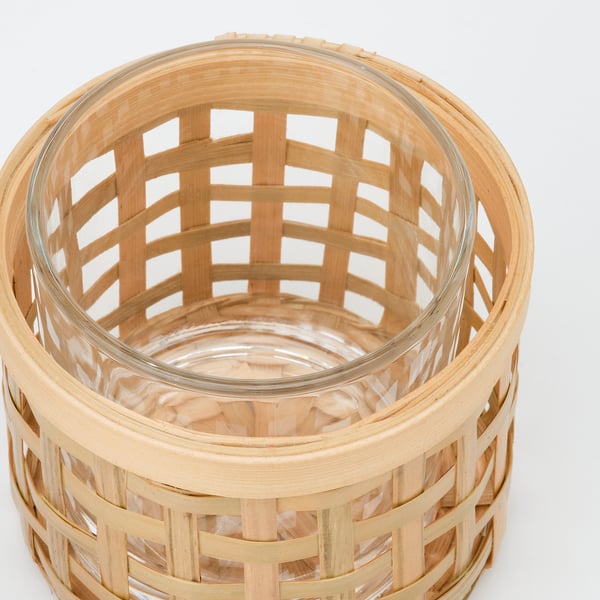 PÅVEFINK حامل شمعة صغيرة, خيزران, 8 سم