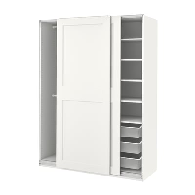 PAX / GRIMO دولاب ملابس, أبيض/أبيض, ‎150x66x201 سم‏