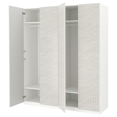 PAX / MISTUDDEN تشكيلة دولاب ملابس., أبيض/رمادي نقش, ‎200x60x236 سم‏