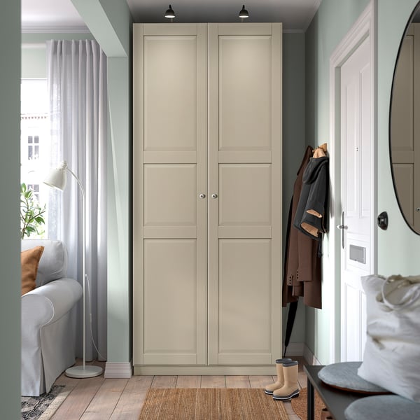 PAX / TYSSEDAL تشكيلة دولاب ملابس., رمادي-بيج/رمادي-بيج, 100x60x236 سم