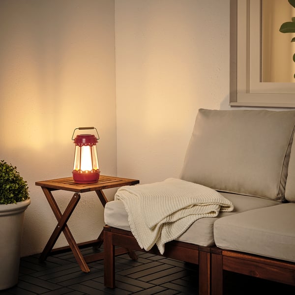 SOLVINDEN مصباح طاولة طاقة شمسية LED, بيت/أحمر, 25 سم