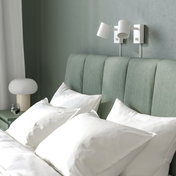 TÄLLÅSEN هيكل سرير بتنجيد, Kulsta رمادي-أخضر/Lindbåden, 140x200 سم