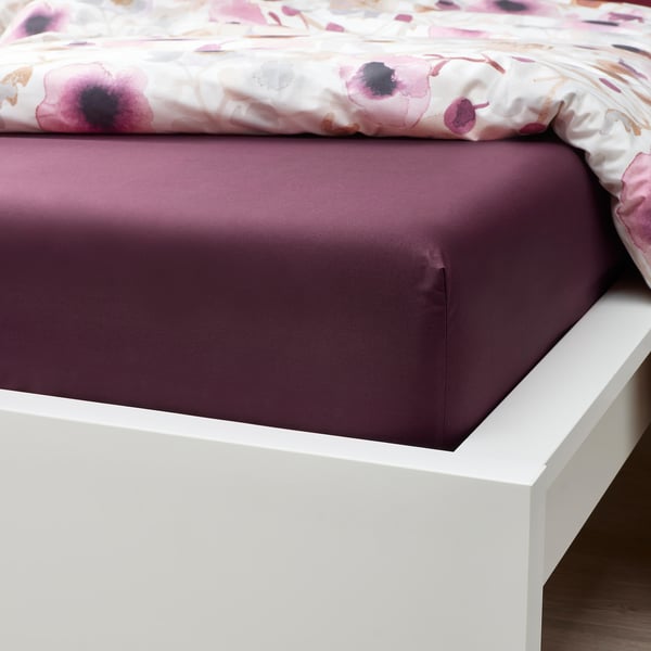 ULLVIDE شرشف بمطاط, أحمر داكن, 80x200 سم