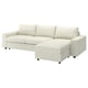 VIMLE كنبة سرير 3 مقاعد مع أريكة طويلة, مع مساند ذراع واسعة/Gunnared بيج