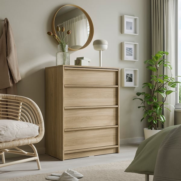 ANKARUDDEN Chest of 4 drawers, oak effect, 80x48x107 cm