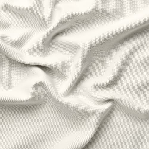 Soft, white, textured cotton fabric. Wrinkled and draped elegantly, showcasing its quality and texture.