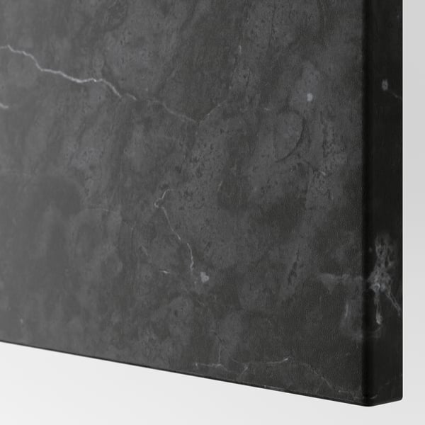Close-up of black BERGSVIKEN drawer front showing sleek, textured surface and clean edges.