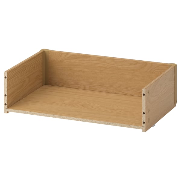 BESTÅ wooden drawer, natural finish, rectangular shape, empty, made from particleboard and foil.