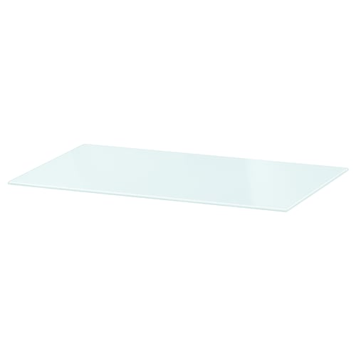 Ikea BESTÅ white glass top panel, rectangular, sleek design.