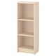 A BILLY bookcase in white. Made of particleboard and fibreboard, it three adjustable shelves and a simple, minimalist design.
