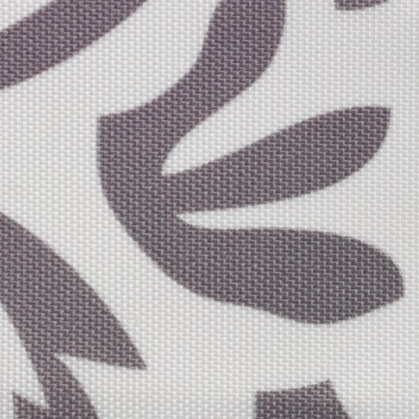 Abstract curtain design with wavy, grey patterns on white, dense fabric.