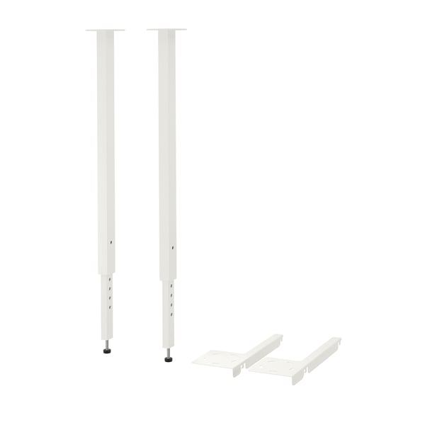 Two white BOAXEL legs and mounting brackets.
