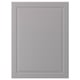 Displays a light grey rectangular cabinet door with a smooth, bevelled edge design made from fiberboard.