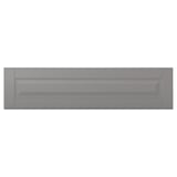 A grey BODBYN cabinet door with bevelled panels and a smooth finish.