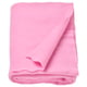 Bright pink folded fleece blanket, soft, rectangular shape, simple design.